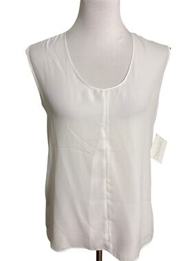 Stella Luce White Scoop Neck Sleeveless Tank